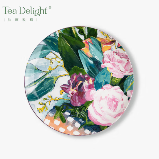 Oil Painting Roses Platter