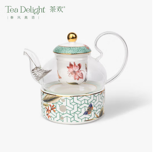 Bone Porcelain Twelve Hole Flower Tea Stove - Spring Whisper