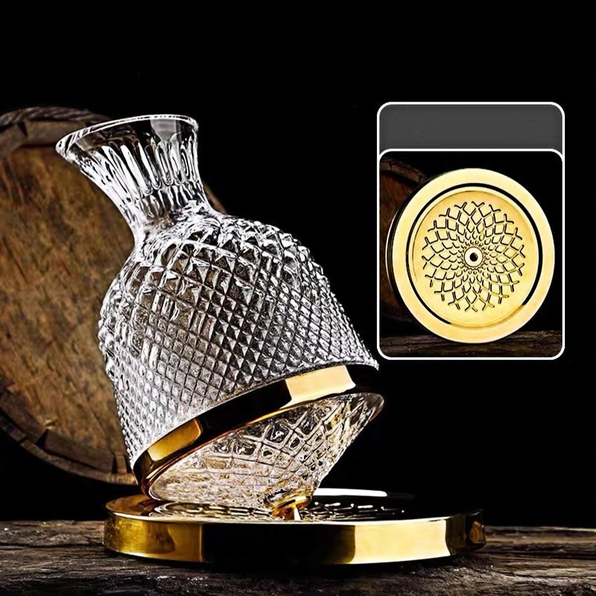 Gold Stainless Steel Rotating Decanter