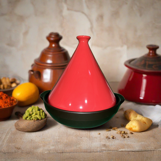 Ceramic Tagine Pot with Red Lid