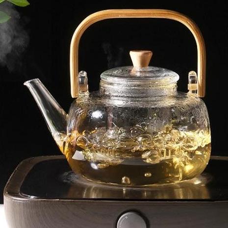 1L Flower Tea Pot with Wooden Handle and Lifting Beam