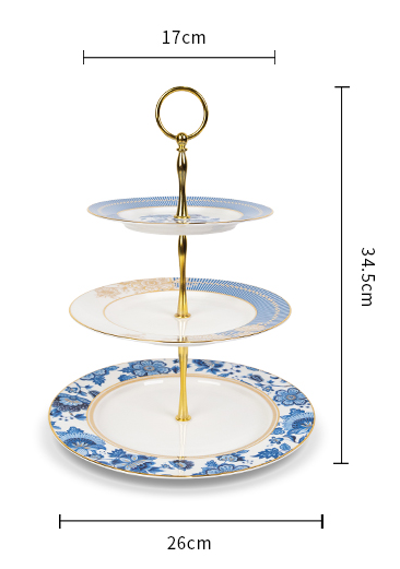 Cake Plate 3-Tier - Blue Danube Style