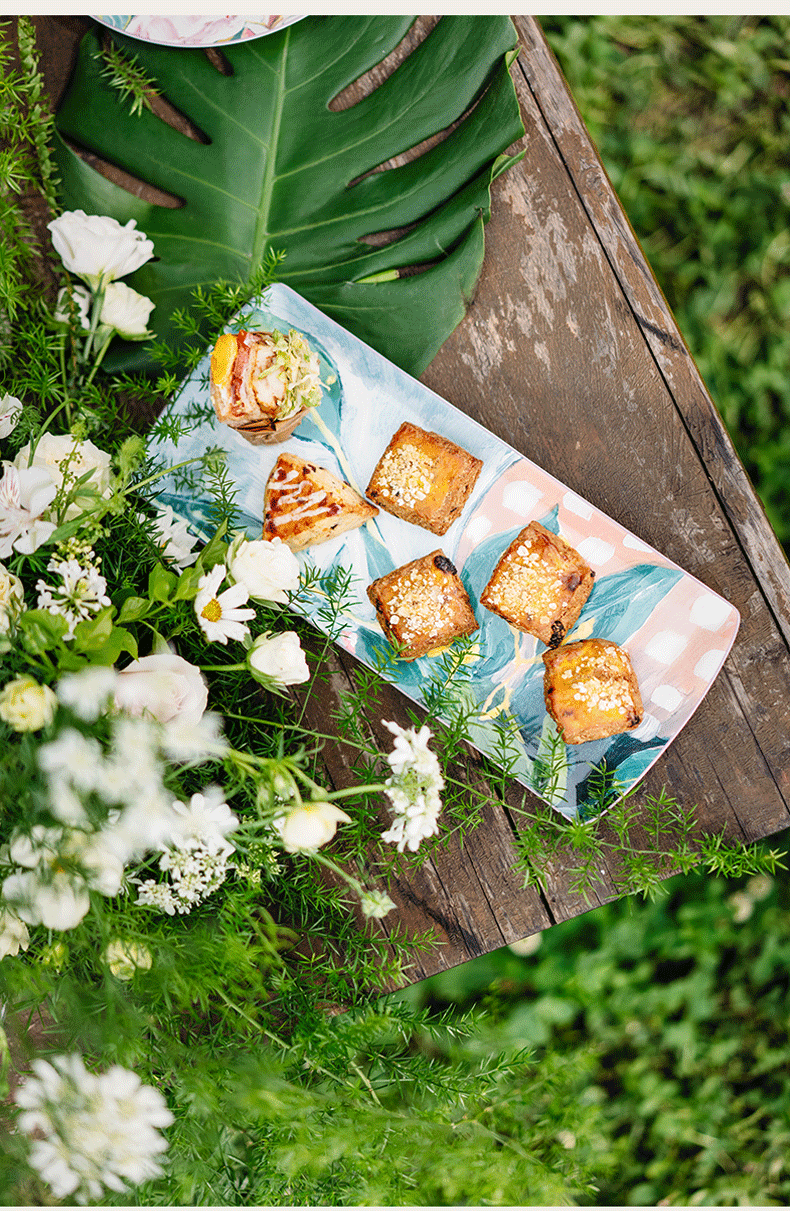 Rectangular tray - Oil Printing Roses Style
