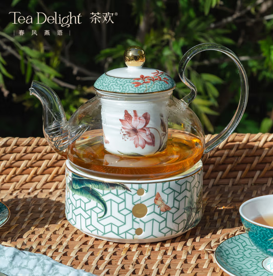 Bone Porcelain Twelve Hole Flower Tea Stove - Spring Whisper