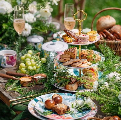 Oil Painting Rose Cake Plate 3-Tier Gift Box Packaging