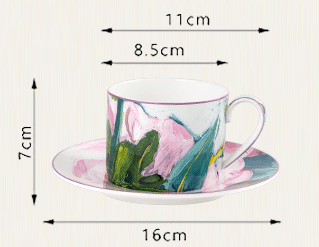 Large Cup& Saucer  - Oil Painting Roses Style