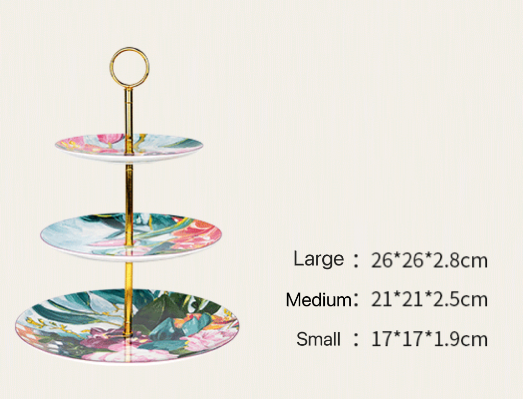 Oil Painting Rose Cake Plate 3-Tier Gift Box Packaging