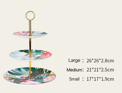 Oil Painting Rose Cake Plate 3-Tier Gift Box Packaging